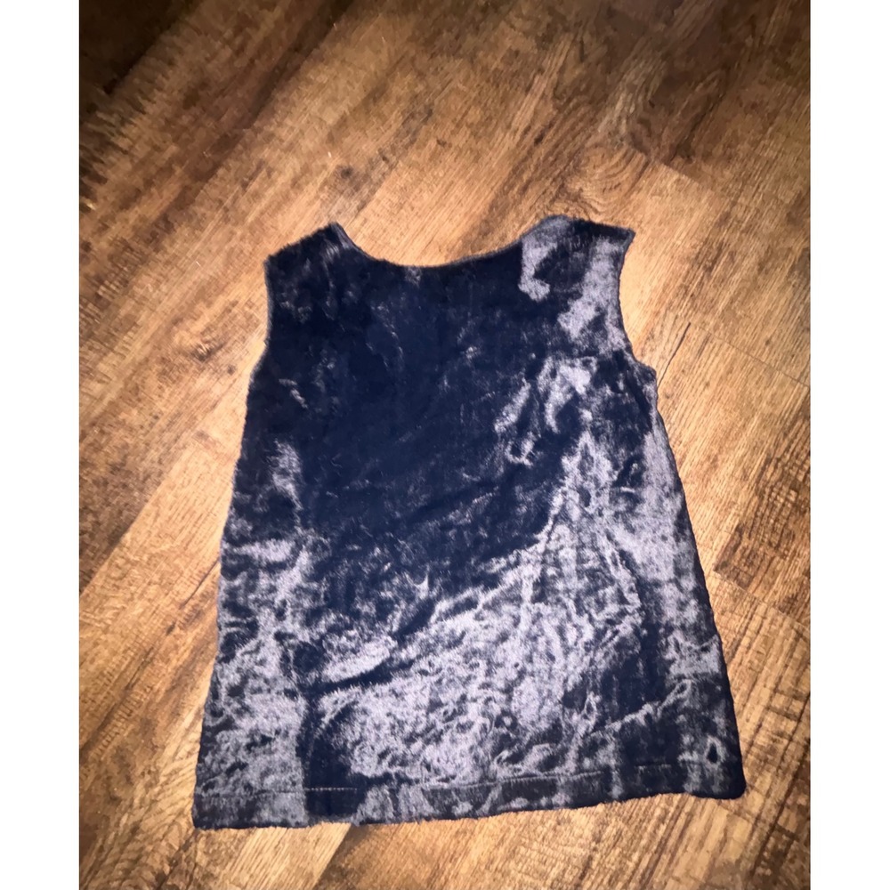 Zara Women Navy Blue Mixed Media Knit Velvet Sleeveless Top Wool Blend Medium